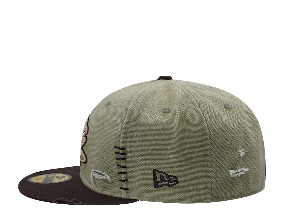 New Era Anaheim Ducks 10th Anniversary Washed Canvas Rifle Green Two Tone Horror Edition 59Fifty Fitted Gorra