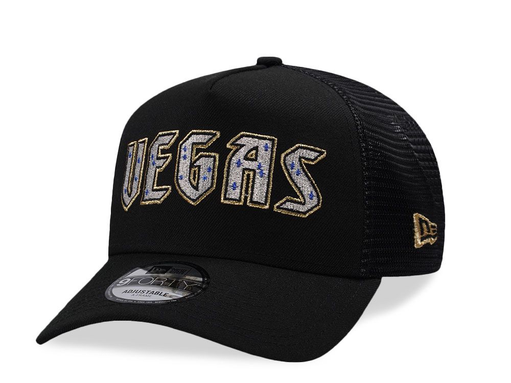 New Era Vegas Golden Knights Black Prime Edition 9Forty A Frame Trucker Snapback Gorra