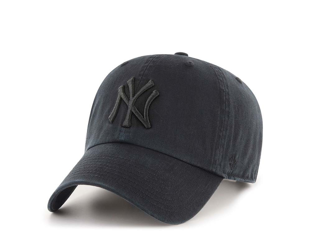47Brand New York Yankees Clean Up All Black Strapback Gorra