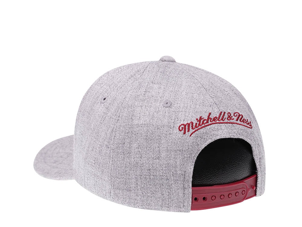 Mitchell & Ness Miami Heat Heather Gray Red Line Solid Flex Snapback Gorra