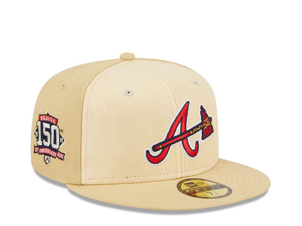 New Era Atlanta Braves 150th Anniversary Raffia Front Vegas Gold Edition 59Fifty Fitted Gorra