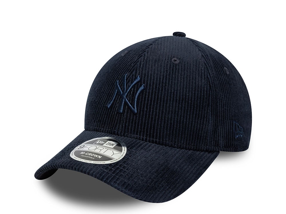 New Era New York Yankees Navy Corduroy 9Forty M Crown Strapback Gorra