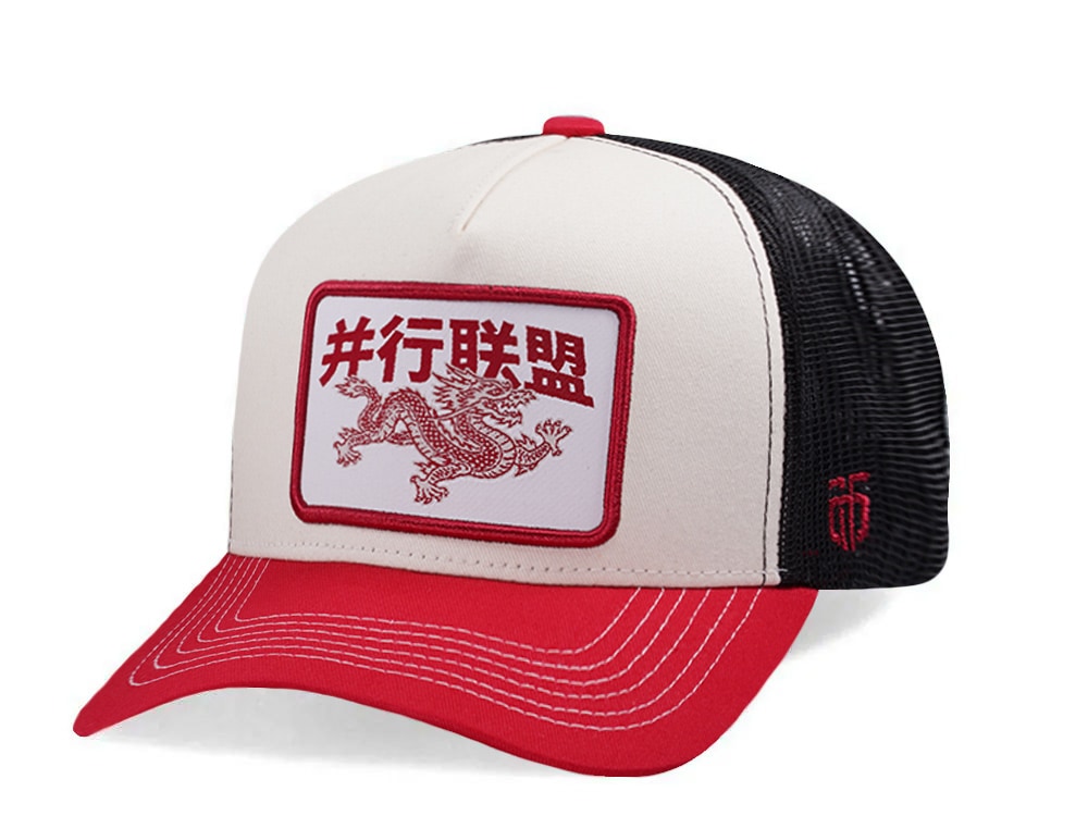 Parallel Union Chinese Dragon Patch White Edition Trucker Snapback Gorra