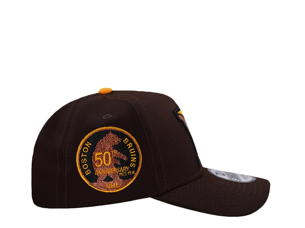 New Era Boston Bruins 50th Anniversary Burnt Wood Prime Edition 9Forty A Frame Snapback Gorra