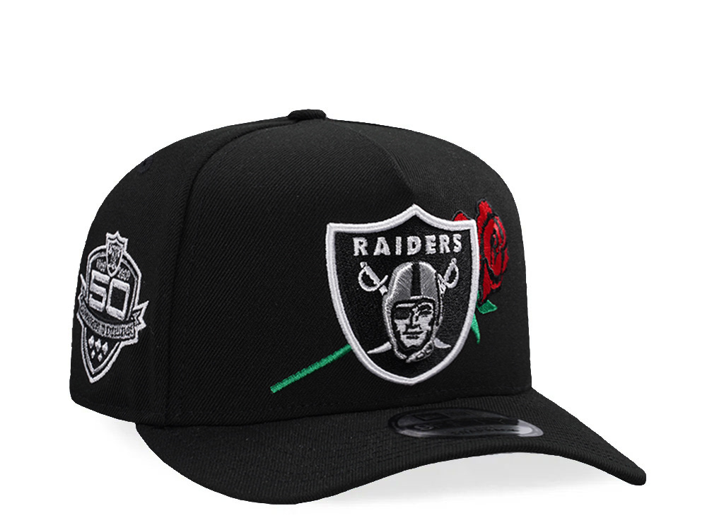 New Era Las Vegas Raiders 50th Anniversary Rose Black Prime Edition 9Fifty A Frame Snapback Gorra