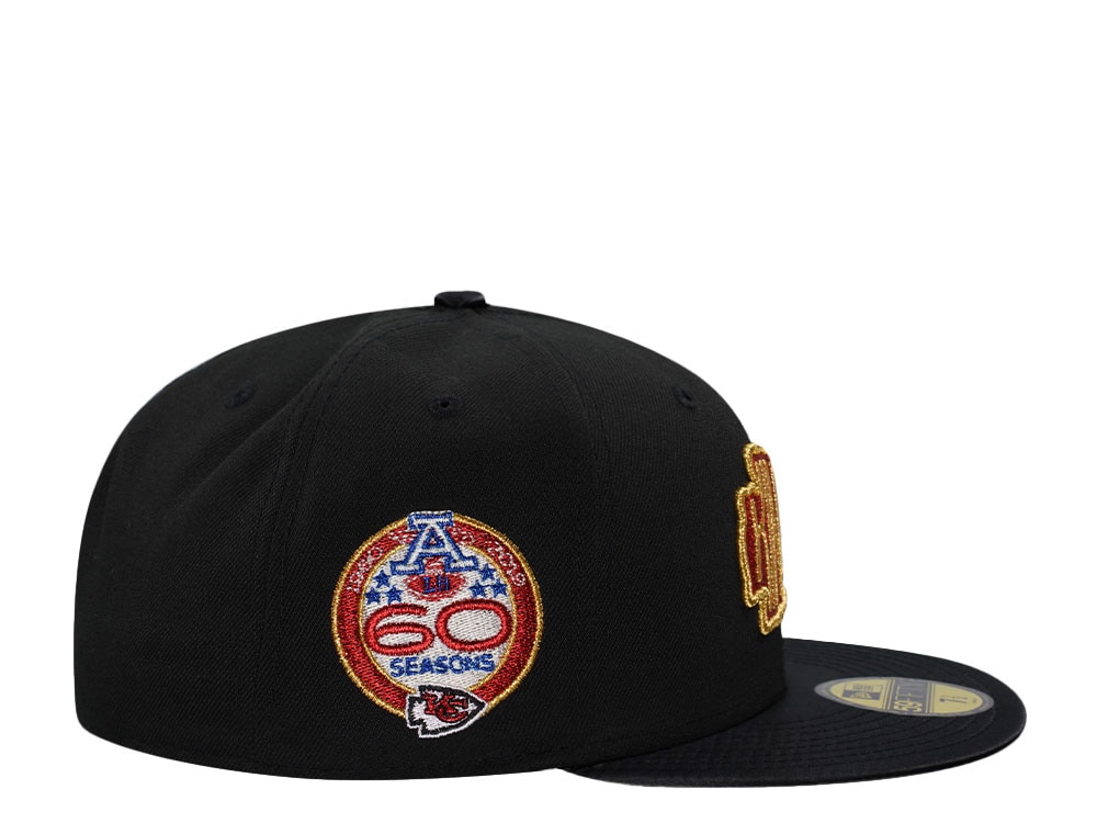 New Era Kansas City Chiefs 60 Seasons Black Satin Brim Prime Edition 59Fifty Fitted Gorra