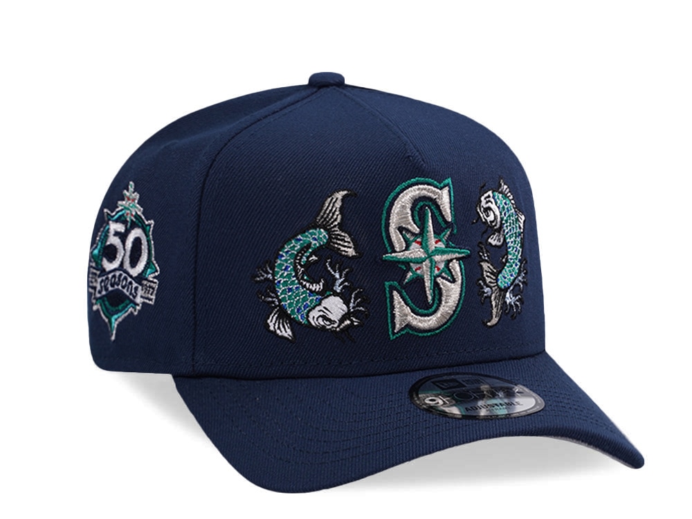 New Era Seattle Mariners 50th Anniversary Ocean Blue Prime Edition 9Forty A Frame Snapback Gorra