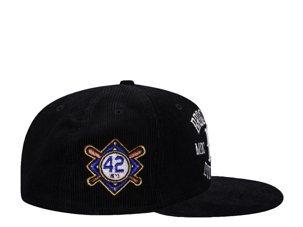 New Era Brooklyn Dodgers Jackie Robinson Corduroy Black Prime Edition 59Fifty Fitted Gorra