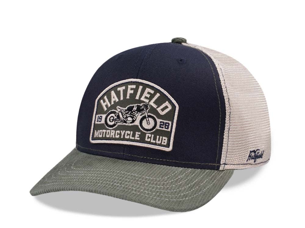 Hatfield Motorcycle Navy Ivory Trucker Snapback Gorra