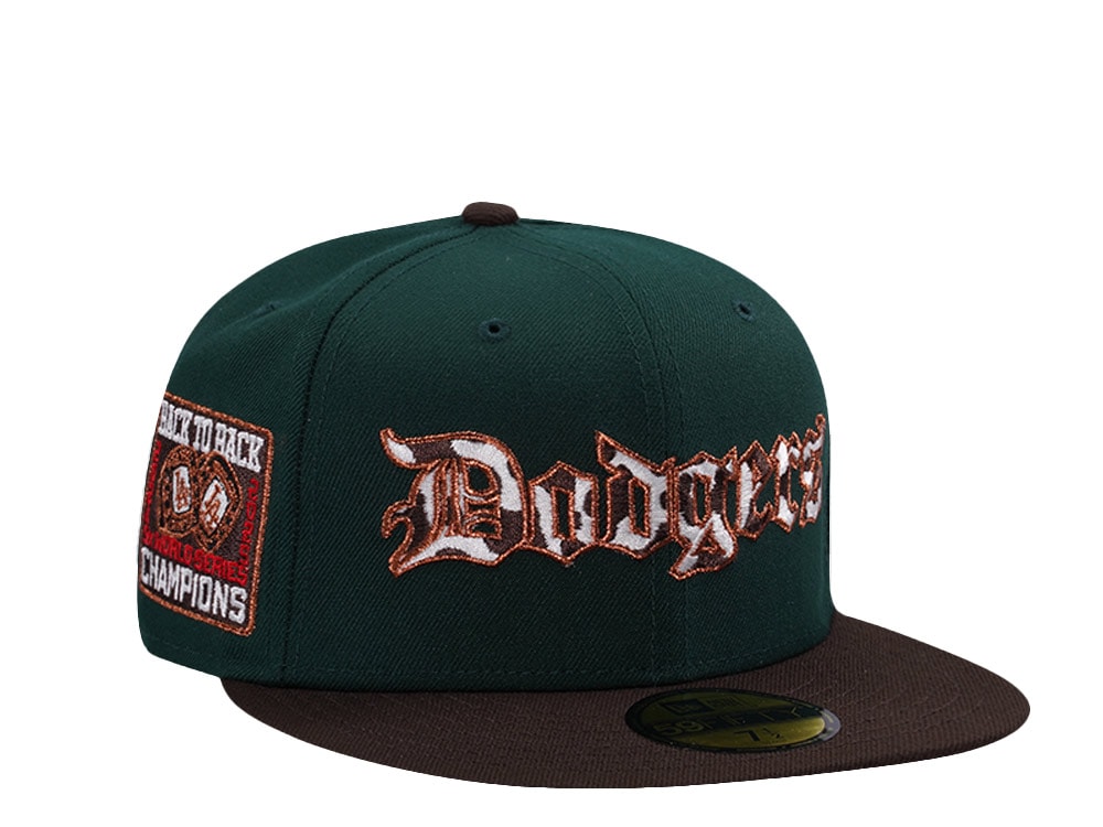 New Era Los Angeles Dodgers Back to Back World Series Dark Green Two Tone Edition 59Fifty Fitted Gorra