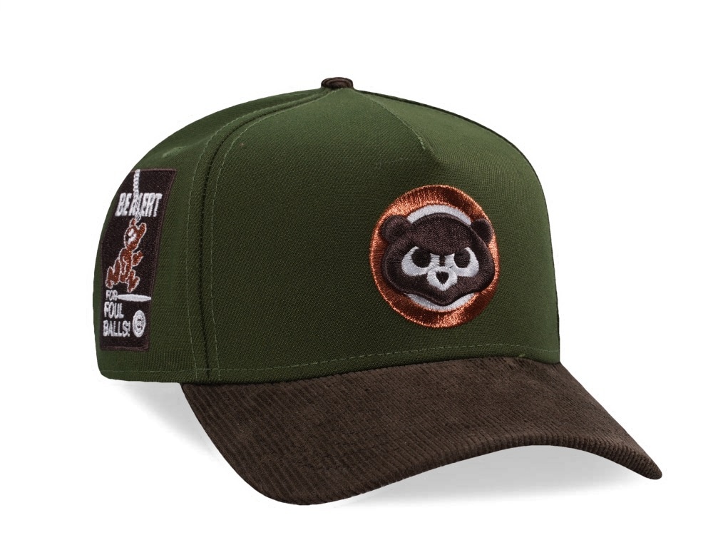 New Era Chicago Cubs Be Alert Rifle Green Walnut Corduroy Two Tone Edition 9Forty A Frame Snapback Gorra