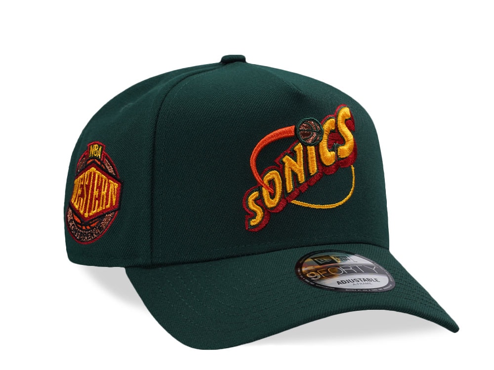 New Era Seattle Supersonics NBA Western Conference Dark Green Prime Edition 9Forty A Frame Snapback Gorra