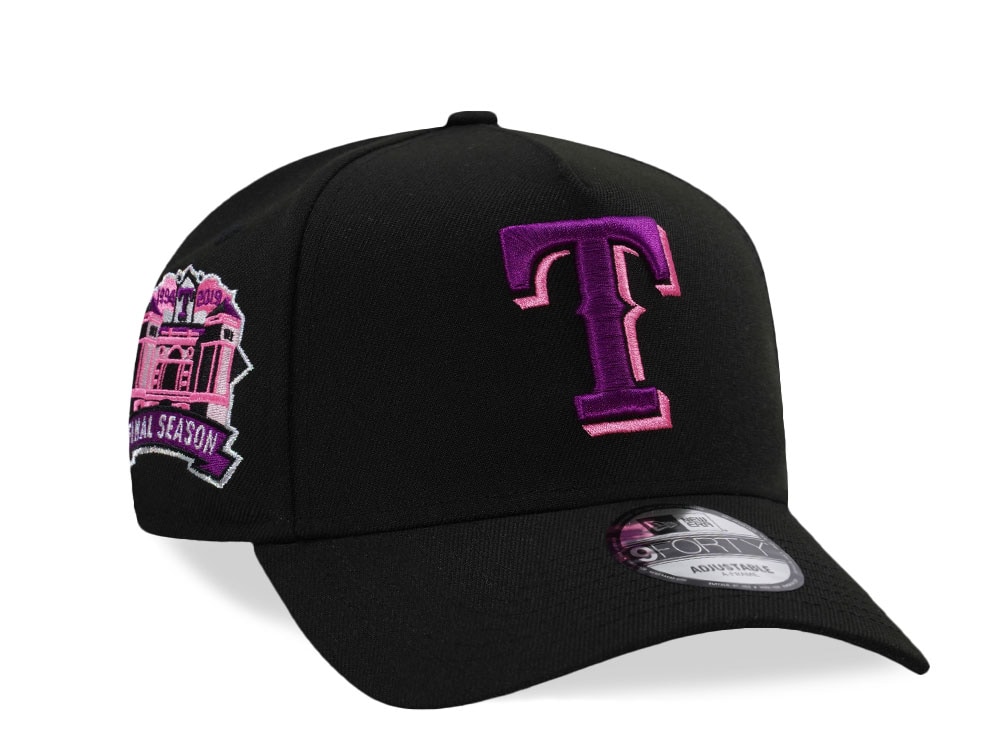 New Era Texas Rangers Final Season Magenta Black Prime Edition 9Forty A Frame Snapback Gorra