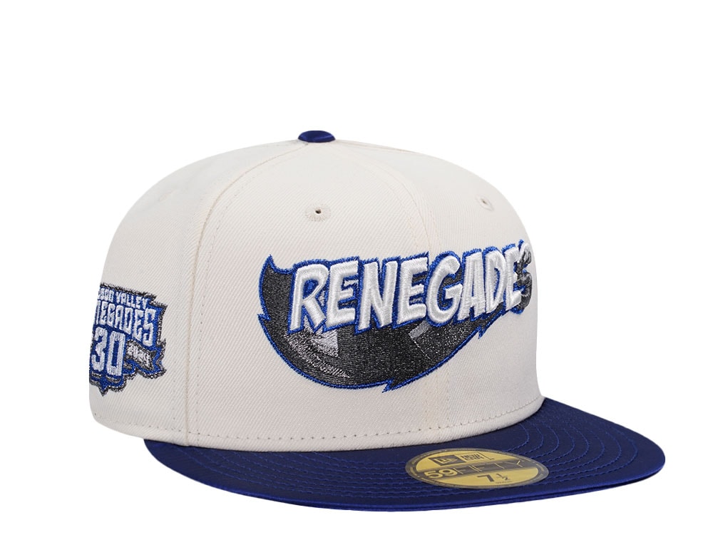 New Era Hudson Valley Renegades 30th Anniversary Chrome Satin Brim Two Tone Edition 59Fiftys Fitted Gorra