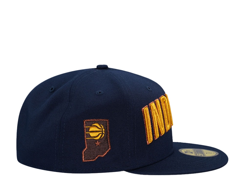 New Era Indiana Pacers Oceanside Blue Script Prime Edition 59Fifty Fitted Gorra