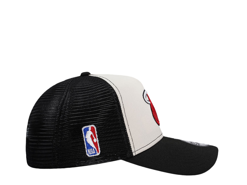 New Era Miami Heat White 9Forty A Frame Trucker Snapback Gorra
