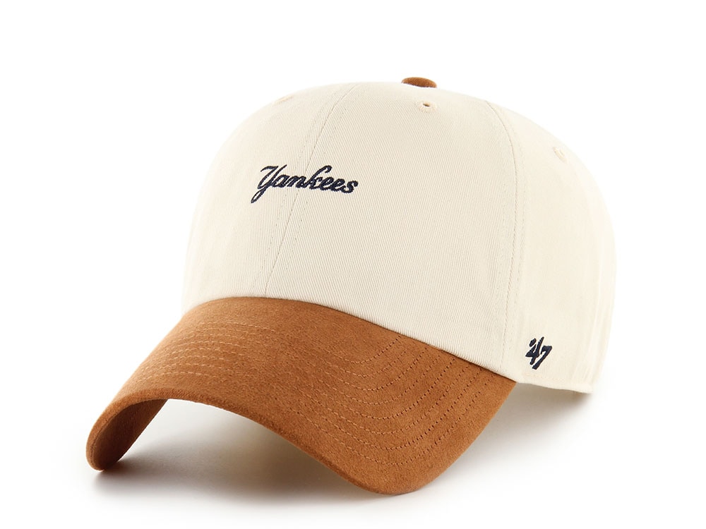 47 Brand New York Yankees Script Suede Visor Natural Clean Up Strapback Gorra