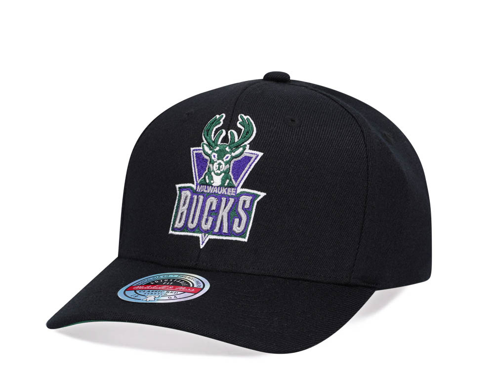 Mitchell & Ness Milwaukee Bucks High Crown 6 Panel Classic Red Line Flex Snapback Gorra
