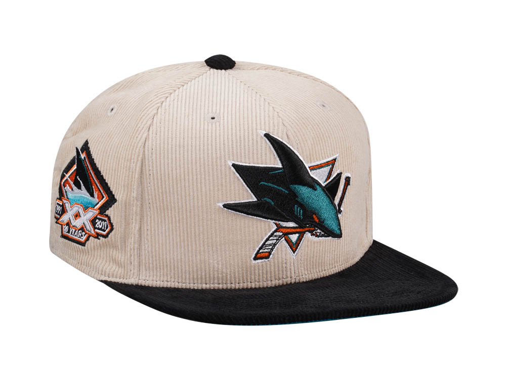 Mitchell & Ness San Jose Sharks 20th Anniversary Two Tone Cord Edition Dynasty Fitted Gorra