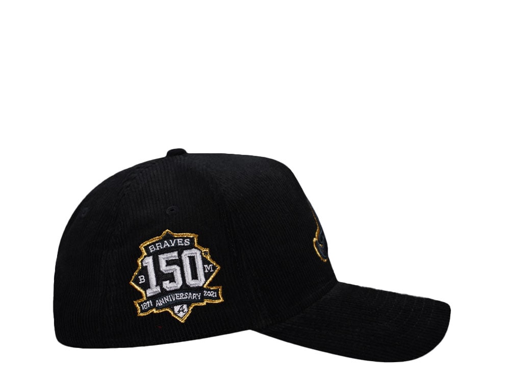 New Era Atlanta Braves 150th Anniversary Black Corduroy Edition 9Forty A Frame Snapback Gorra