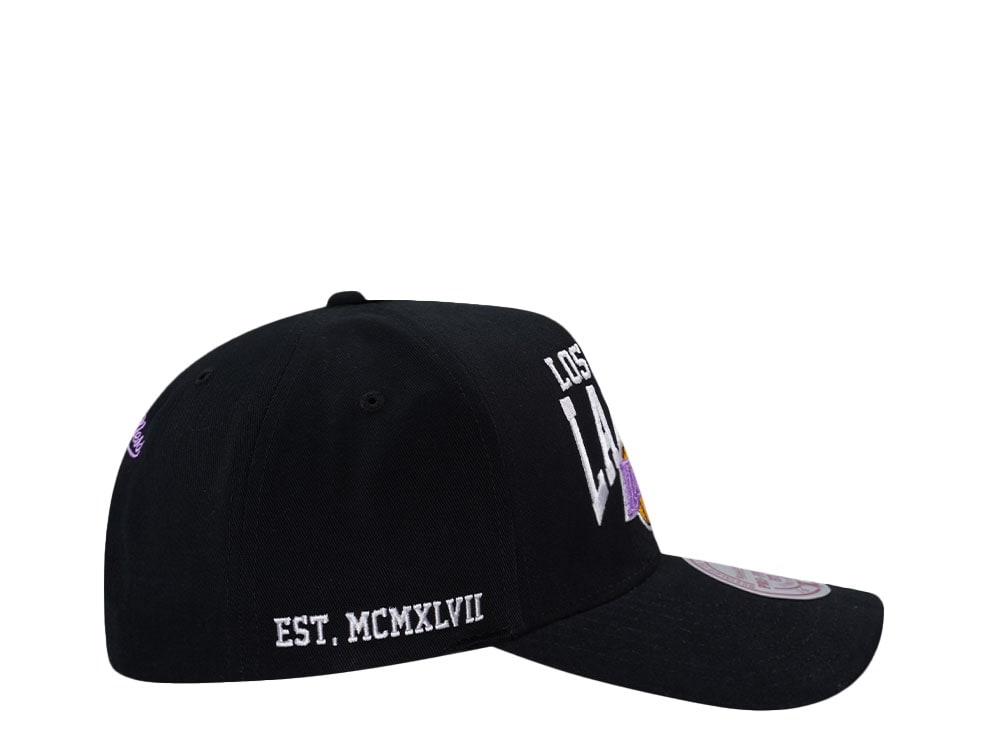 Mitchell & Ness Los Angeles Lakers Black Pro Pinch Fit Snapback Gorra