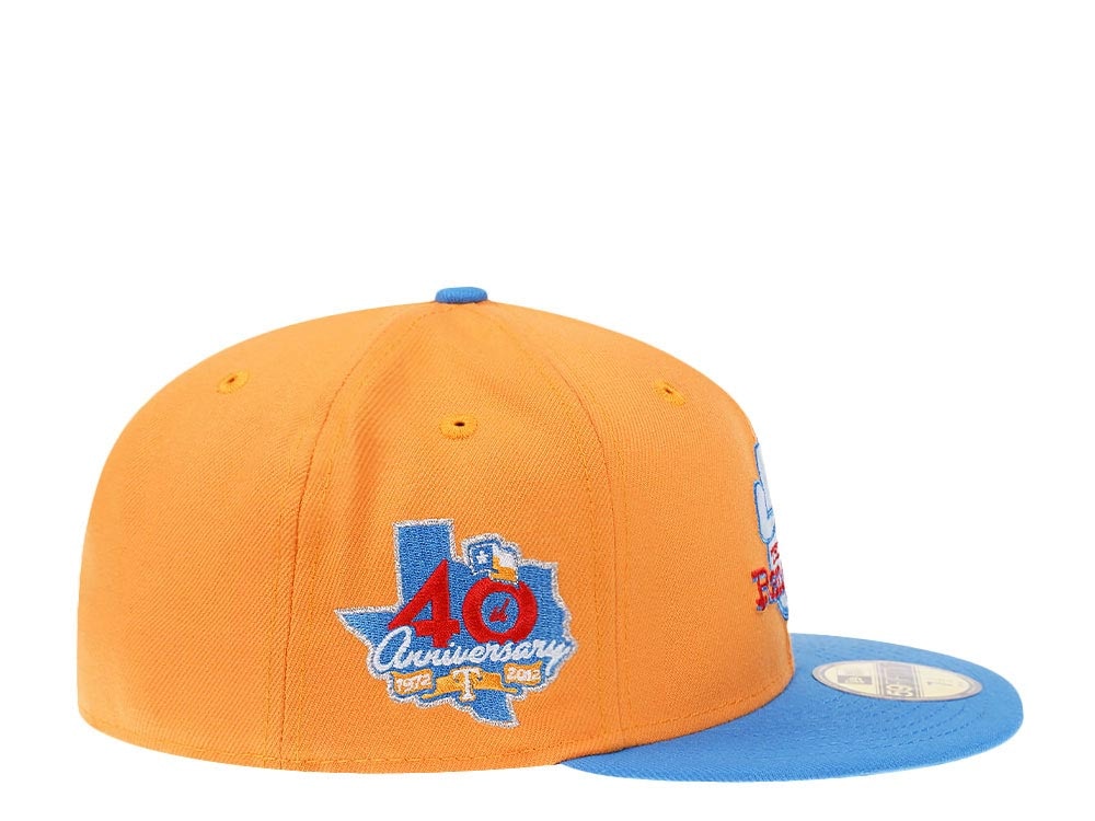 New Era Texas Rangers Khaki 40th Anniversary Iced Mango Two Tone Prime Edition 59Fifty Fitted Gorra