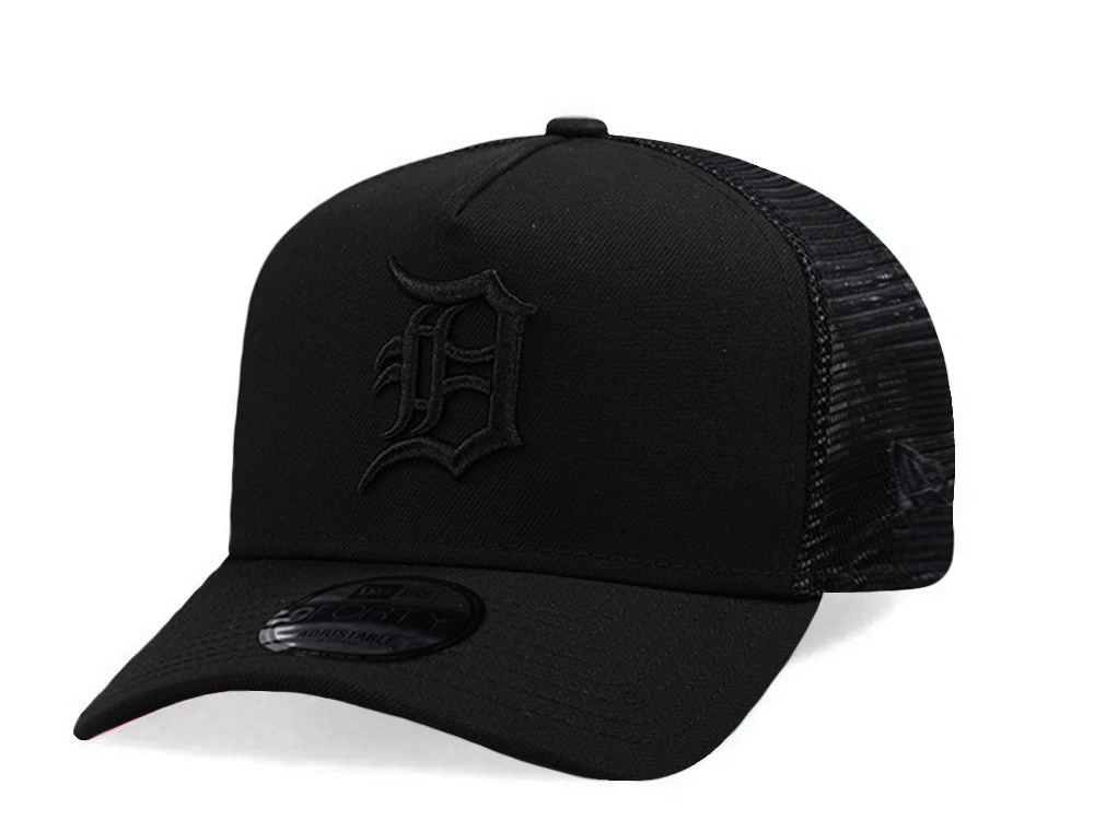 New Era Detroit Tigers Black On Black Edition 9Forty A Frame Trucker Snapback Gorra