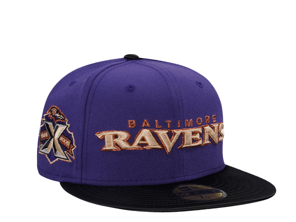 New Era Baltimore Ravens 10th Anniversary Satin Brim Prime Two Tone Edition 59Fifty Fitted Gorra