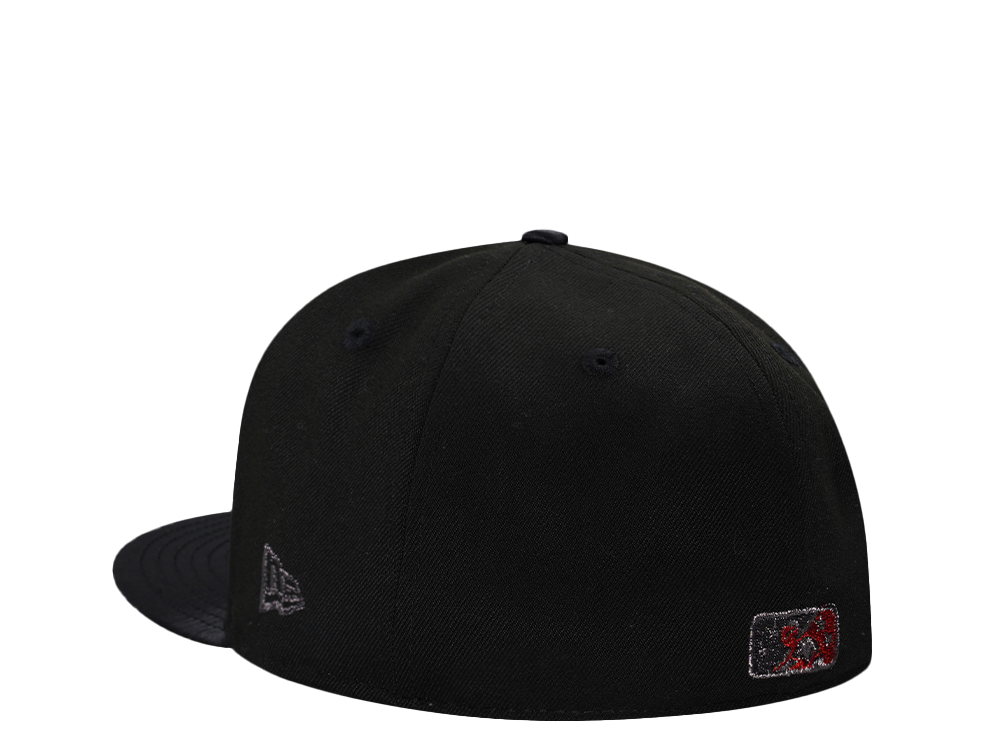 New Era Fresno Grizzlies Shiny Black and Red Satin Brim Edition 59Fifty Fitted Gorra