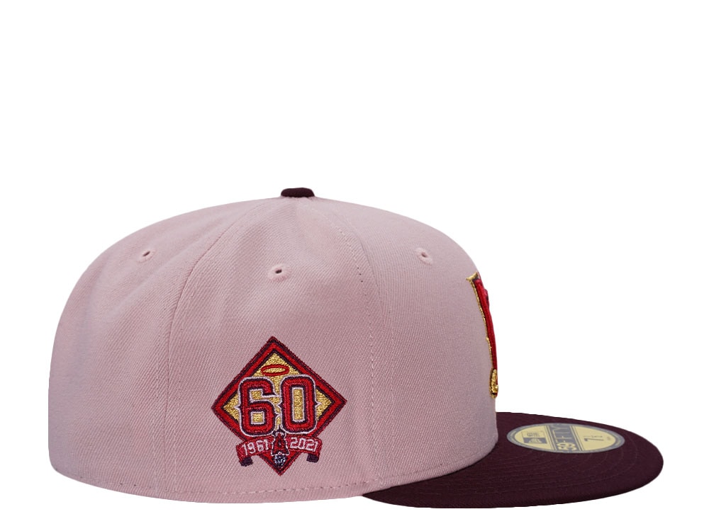 New Era Anaheim Angels 60th Anniversary Pinkrouge Two Tone Edition 59Fifty Fitted Gorra