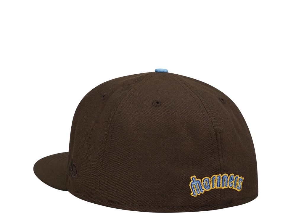 New Era Seattle Mariners 40th Anniversary Chocolate Script Throwback Edition 59Fifty Fitted Gorra