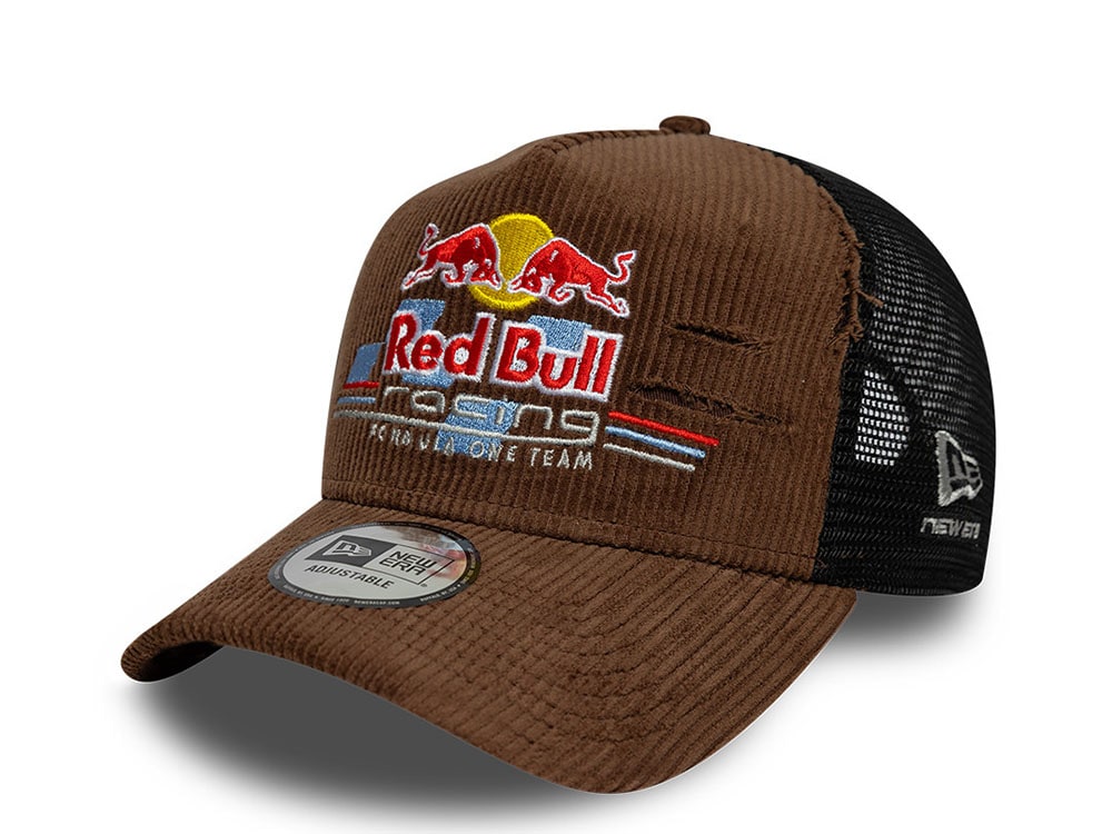 New Era Red Bull Racing Corduroy Brown 9Forty A Frame Trucker Snapback Gorra