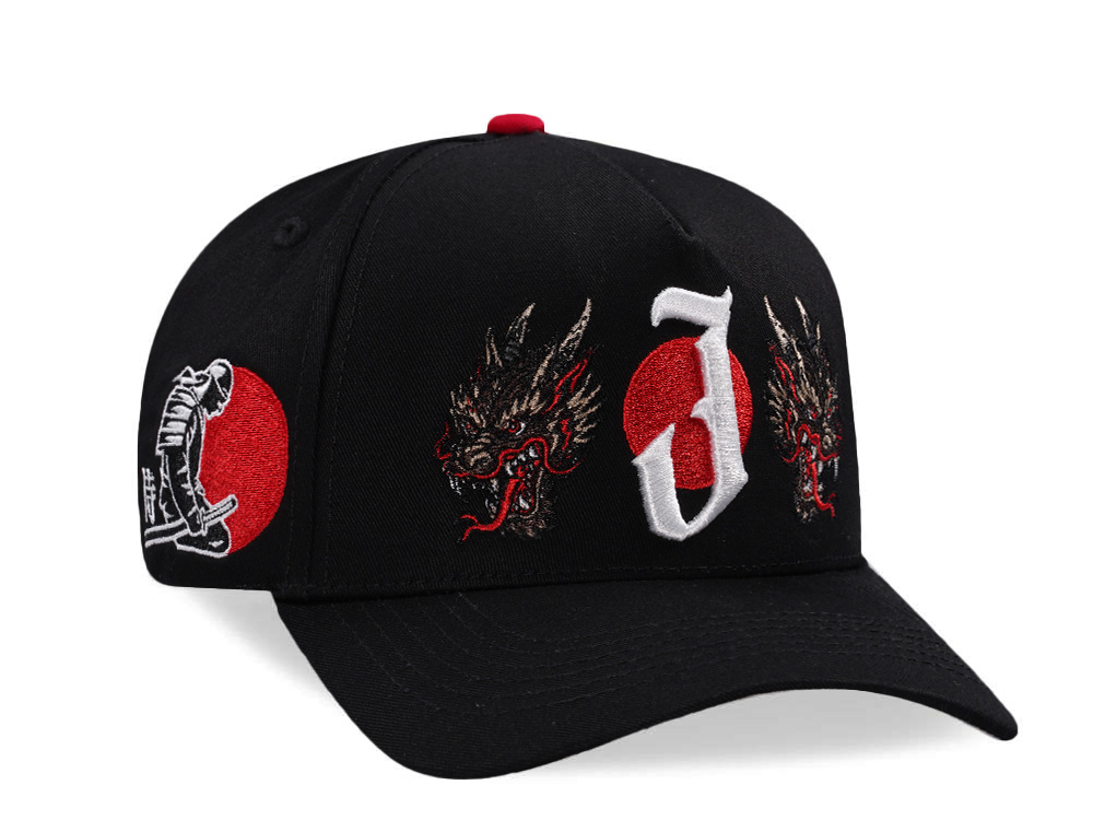 Parallel Union Japan Dragon Samurai Red Sun Black Prime Edition Snapback Gorra