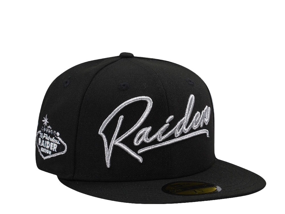 New Era Las Vegas Raiders Script Metallic Black Prime Edition 59Fifty Fitted Gorra