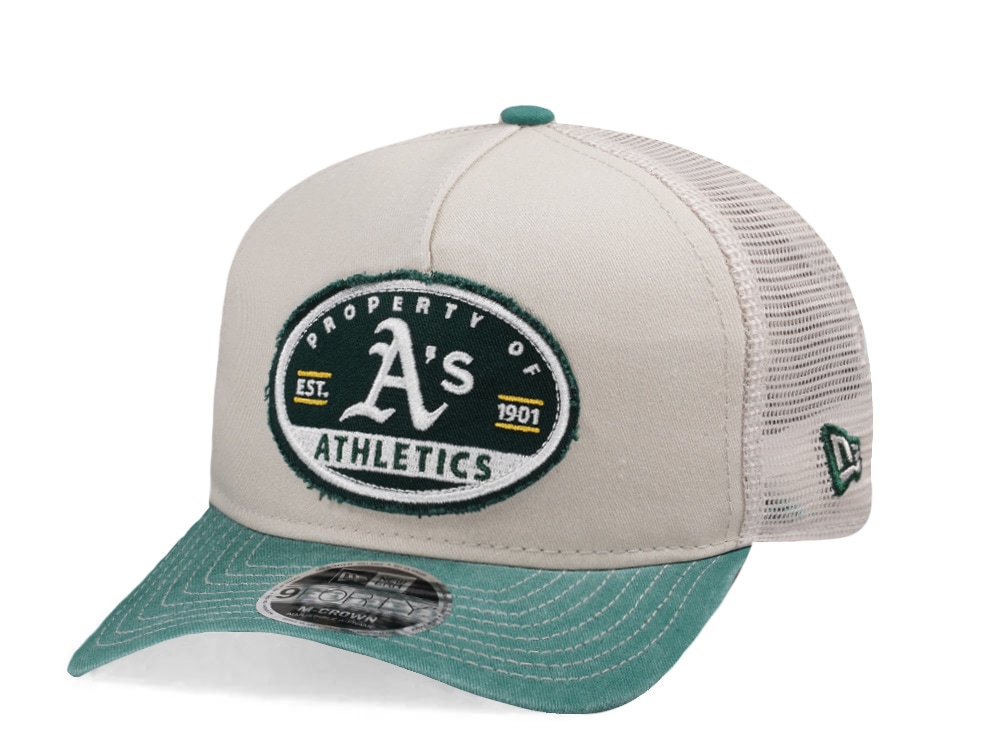 New Era Oakland Athletics Frayed Patch Stone Two Tone Edition 9Forty M Crown A Frame Trucker Snapback Gorra