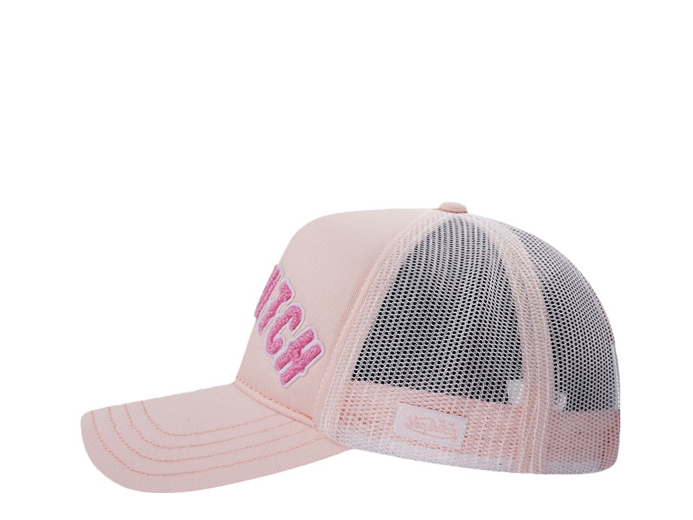 Von Dutch Script Pink Trucker Snapback Gorra