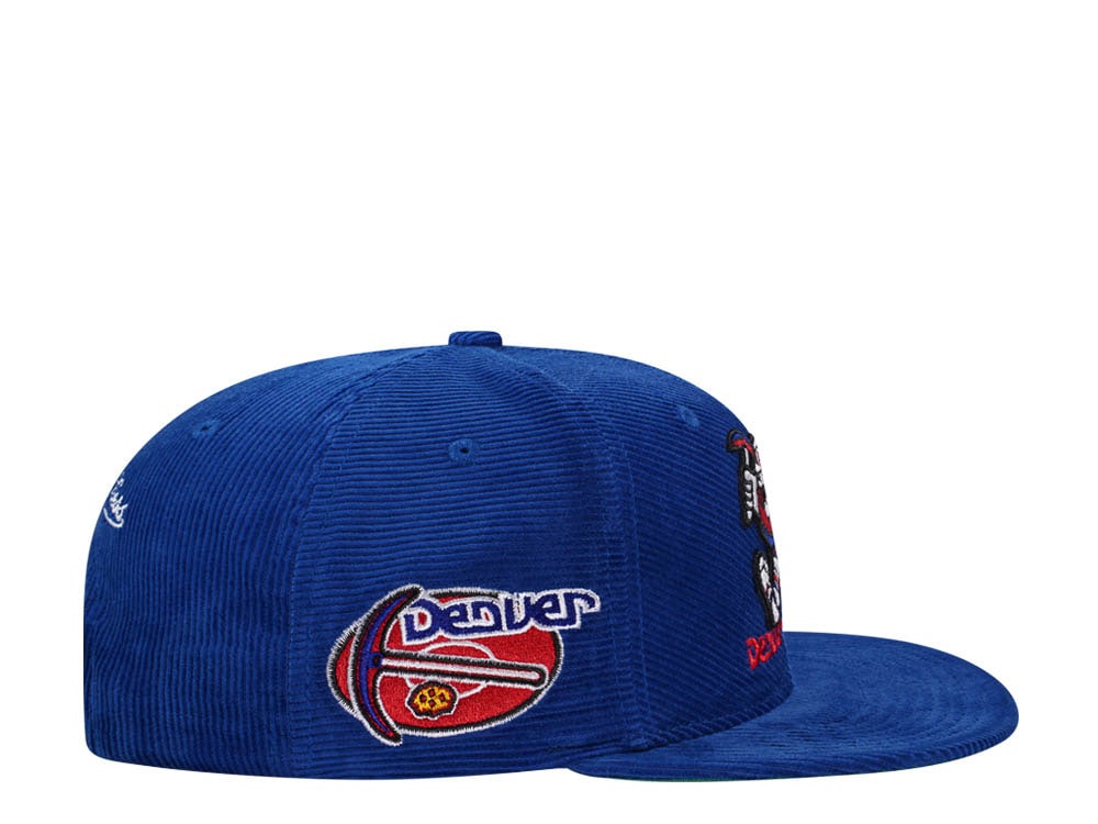 Mitchell & Ness Denver Nuggets Blue Cord Hardwood Classic Snapback Gorra