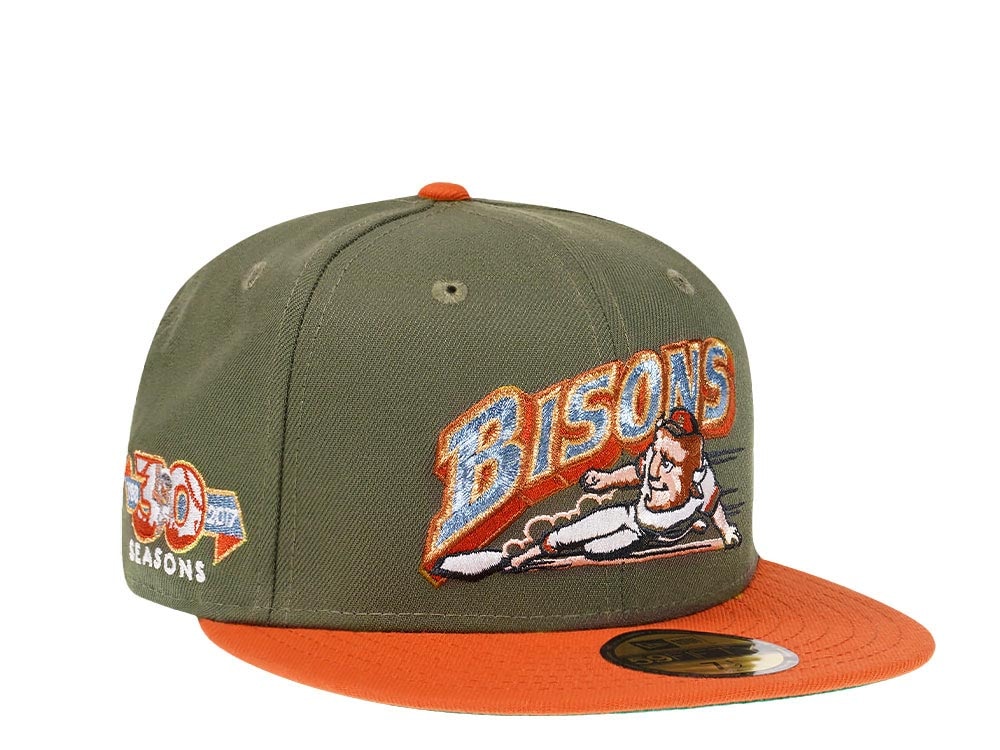 New Era Buffalo Bisons 30 Seasons Olive Metallic Two Tone Prime Edition 59Fifty Fitted Gorra