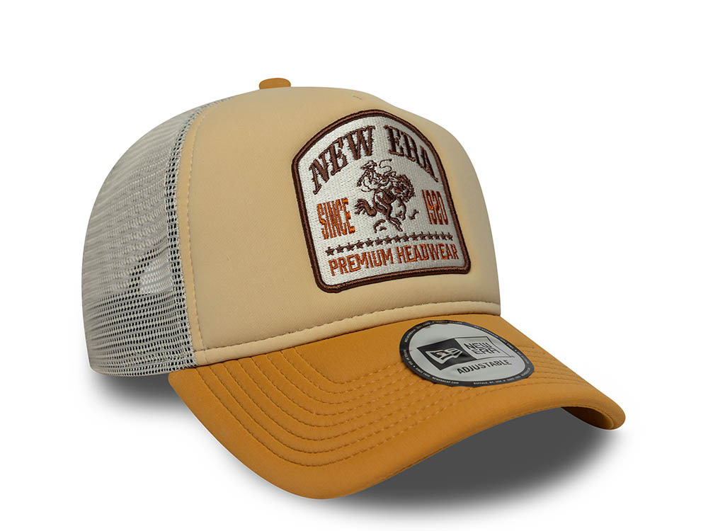 New Era Graphic Patch Beige 9Forty A Frame Trucker Snapback Gorra