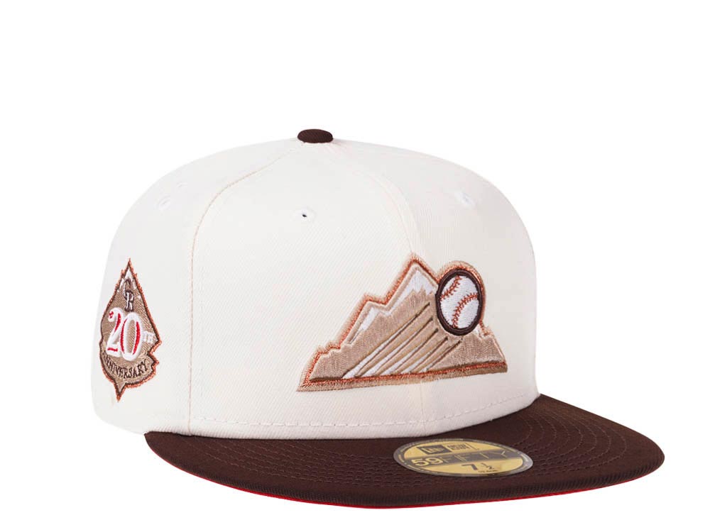 New Era Colorado Rockies 20th Anniversary Cream Red Two Tone Edition 59Fifty Fitted Gorra