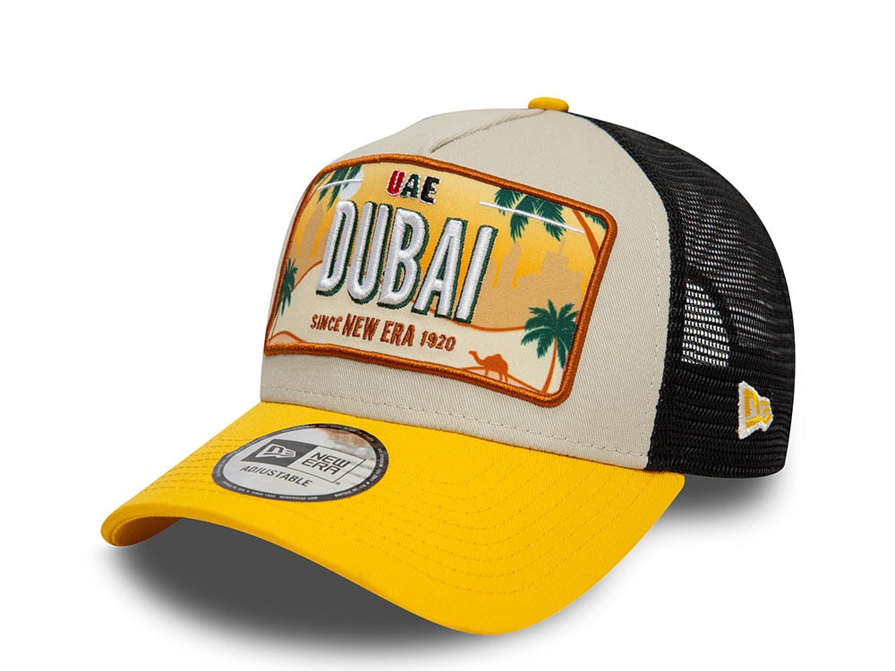 New Era Dubai License Plate Gray 9Forty A Frame Trucker Snapback Gorra