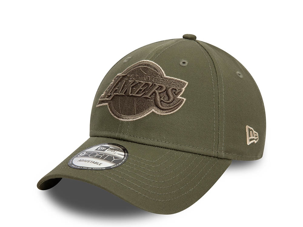 New Era Los Angeles Lakers Team Outline Olive 9Forty Strapback Gorra