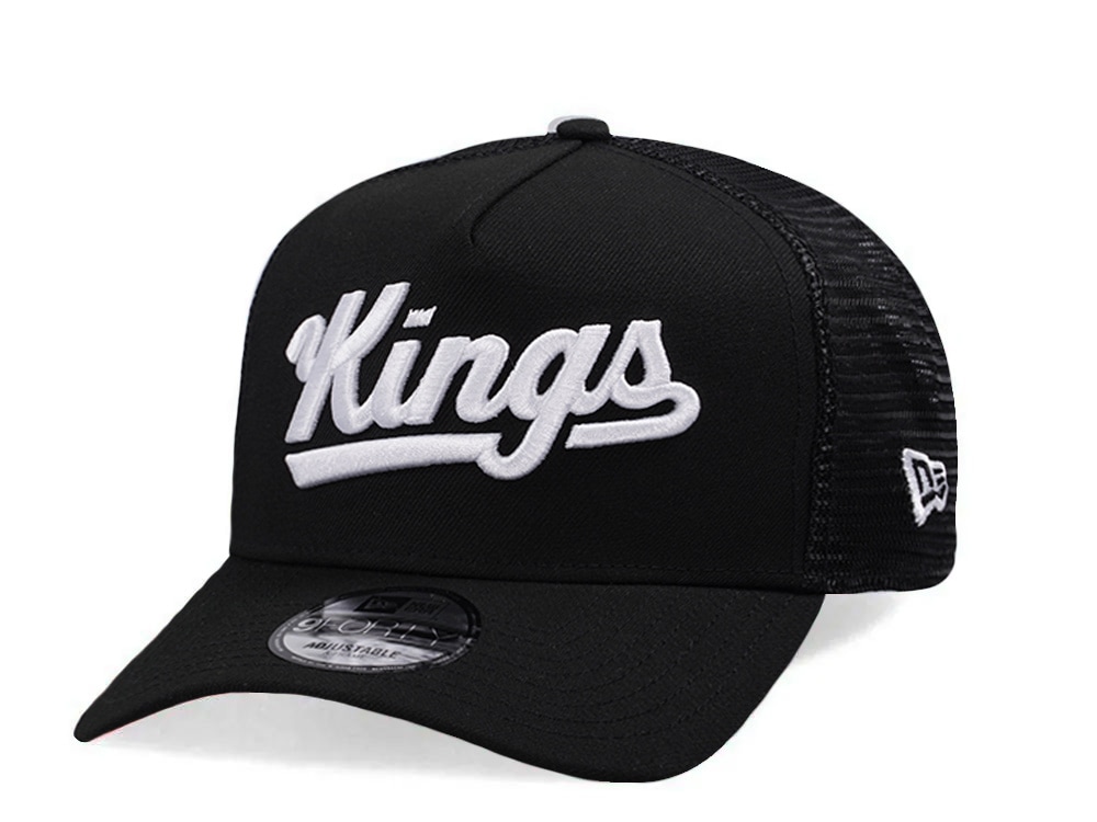 New Era Sacramento Kings Black Prime Edition 9Forty A Frame Trucker Snapback Gorra
