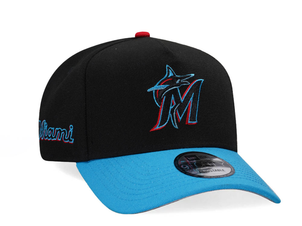 New Era Miami Marlins Black Two Tone Edition 9Forty A Frame Snapback Gorra
