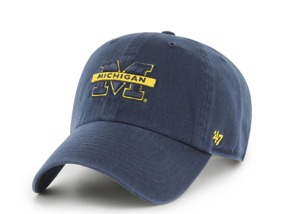 47 Brand Michigan Wolverines Navy Clean Up Strapback Gorra