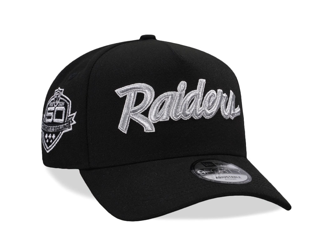 New Era Las Vegas Raiders 50th Anniversary Metallic Black Prime Edition 9Forty A Frame Snapback Gorra