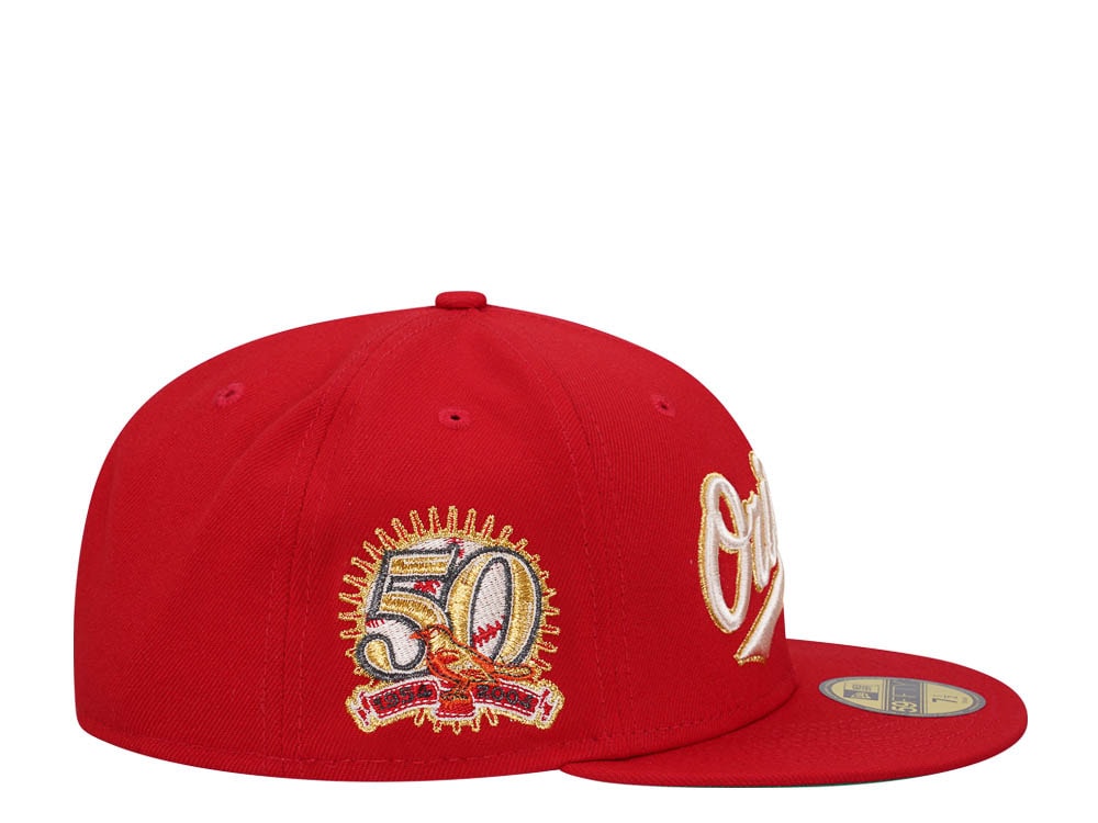 New Era Baltimore Orioles 50th Anniversary Scarlett Gold Edition 59Fifty Fitted Gorra