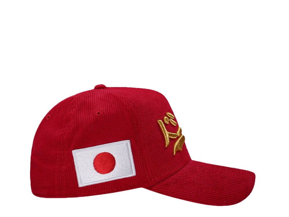 New Era Los Angeles Dodgers Japan Red Corduroy Prime Edition 9Forty A Frame Snapback Gorra