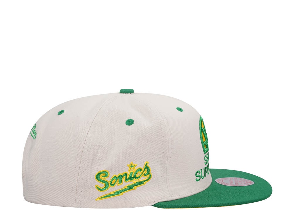 Mitchell & Ness Seattle Supersonics Sail Off White Two Tone Snapback Gorra