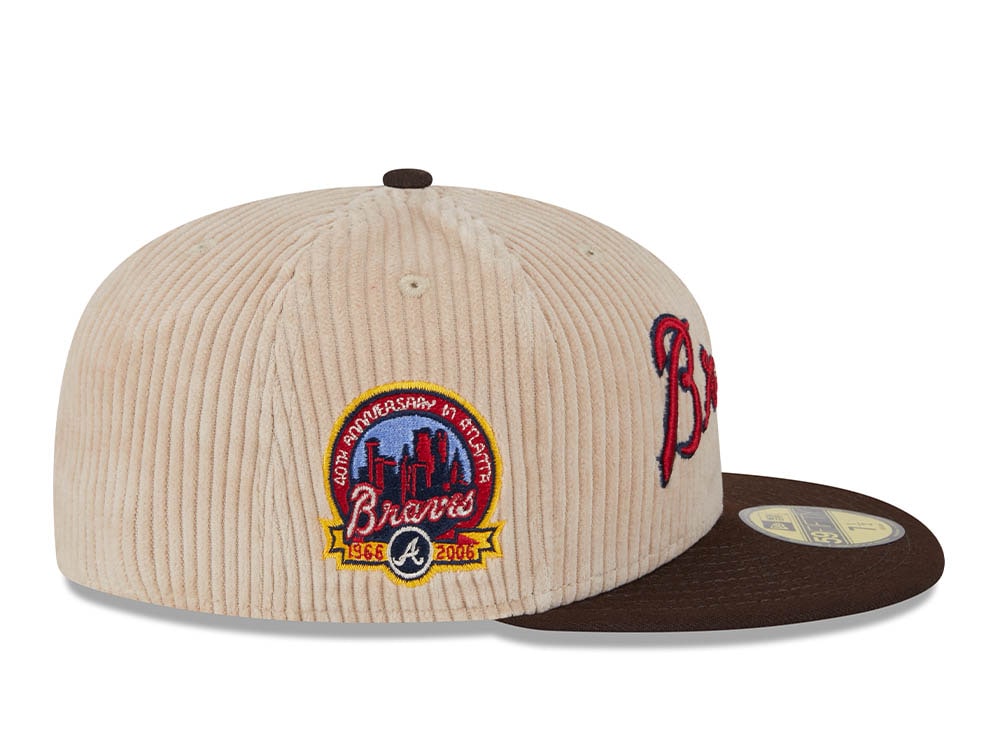 New Era Atlanta Braves 40th Anniversary Fall Cord Khaki 59Fifty Fitted Gorra